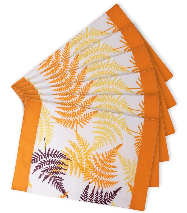 Pack_of_5,7_&_9_Cotton_Orange_Tropical_Leaf_Collection_Table_Cover_With_Place_Mat-for_Dining_and_Center_Table