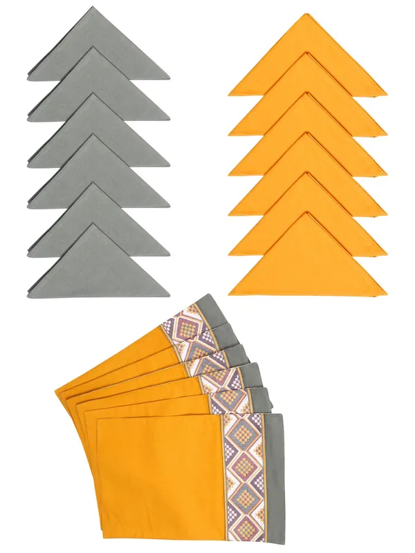 Pack_of__6_Piece_and_18_Pieces_Cotton_Grey-Mustard_Arizona_ikatee_Collection_Place_Mat_With_Napkin-For_Dinning_Table,_Center_Room_and_Kitchen