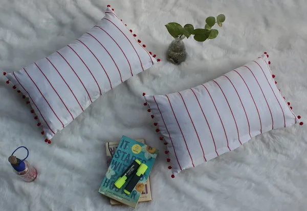 Pack_of_2_Piece_Cotton_White_Red_Pin_Stripe_Pompom_Collection_Cushion_&_Pillow_Cover-for_Living_Room_and_Bedroom