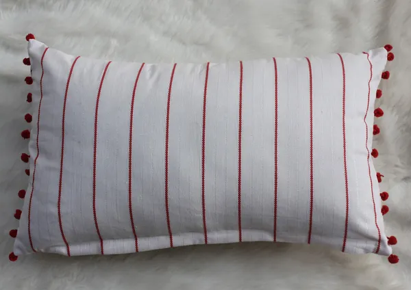 Pack_of_2_Piece_Cotton_White_Red_Pin_Stripe_Pompom_Collection_Cushion_&_Pillow_Cover-for_Living_Room_and_Bedroom