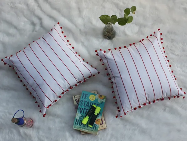 Pack_of_2_Piece_Cotton_White_Red_Pin_Stripe_Pompom_Collection_Cushion_&_Pillow_Cover-for_Living_Room_and_Bedroom