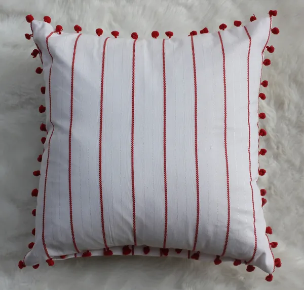 Pack_of_2_Piece_Cotton_White_Red_Pin_Stripe_Pompom_Collection_Cushion_&_Pillow_Cover-for_Living_Room_and_Bedroom