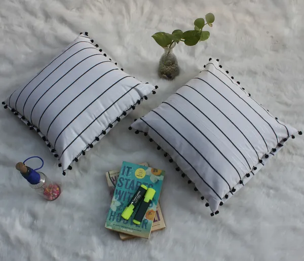 Pack_of_2_Piece_Cotton_White_Black_Pin_Stripe_Pompom_Collection_Cushion_&_Pillow_Cover-for_Living_Room_and_Bedroom