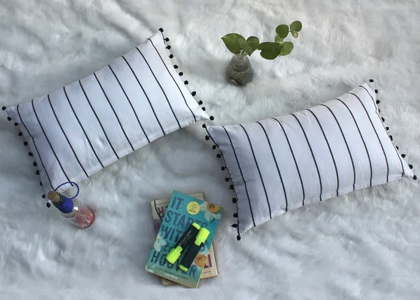 Pack_of_2_Piece_Cotton_White_Black_Pin_Stripe_Pompom_Collection_Cushion_&_Pillow_Cover-for_Living_Room_and_Bedroom