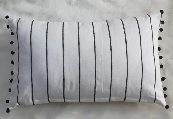 Pack_of_2_Piece_Cotton_White_Black_Pin_Stripe_Pompom_Collection_Cushion_&_Pillow_Cover-for_Living_Room_and_Bedroom