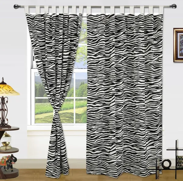 Pack_of_2_Piece_Cotton_Black_&_White_Zebra_Printed_Loop_Curtain_Set-Bedroom_and_Living_Room