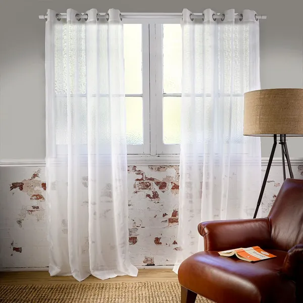 Pack_of_2_Piece_Cotton_White_Solid_Sheer_Summer_fun_Colorful_Grommet_Curtain_Set-For_Bedroom_and_Living_Room