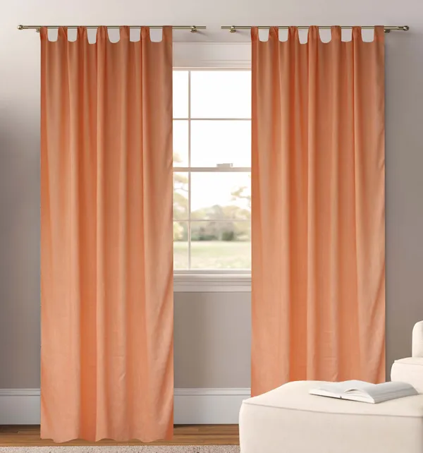 Pack_of_2_Cotton_Peach_Sheer_Summer_fun_Tab_Top_Curtain_Set_for_Window_and_Door
