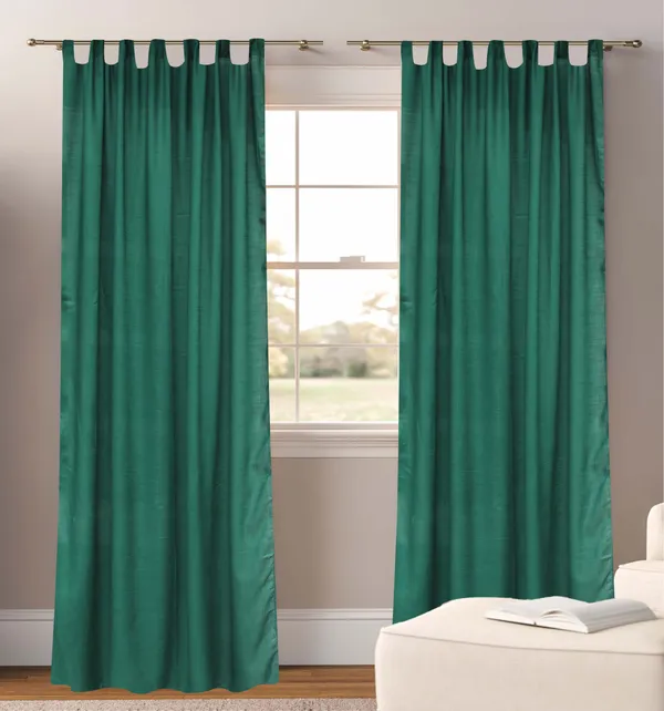 Pack_of_2_Cotton_Bottle_Green_Sheer_Summer_fun_Tab_Top_Curtain_Set_for_Window_and_Door
