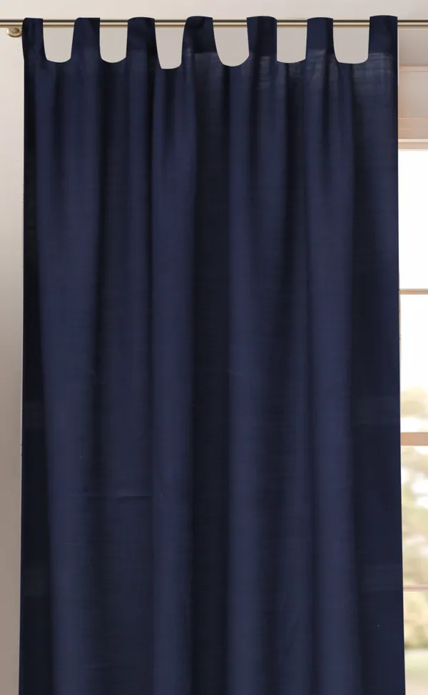Pack_of_2_Piece_Cotton_Dark_Blue_Solid_Sheer_Summer_fun_Colorful_Tab_Top_Curtain_Set-For_Bedroom_and_Living_Room