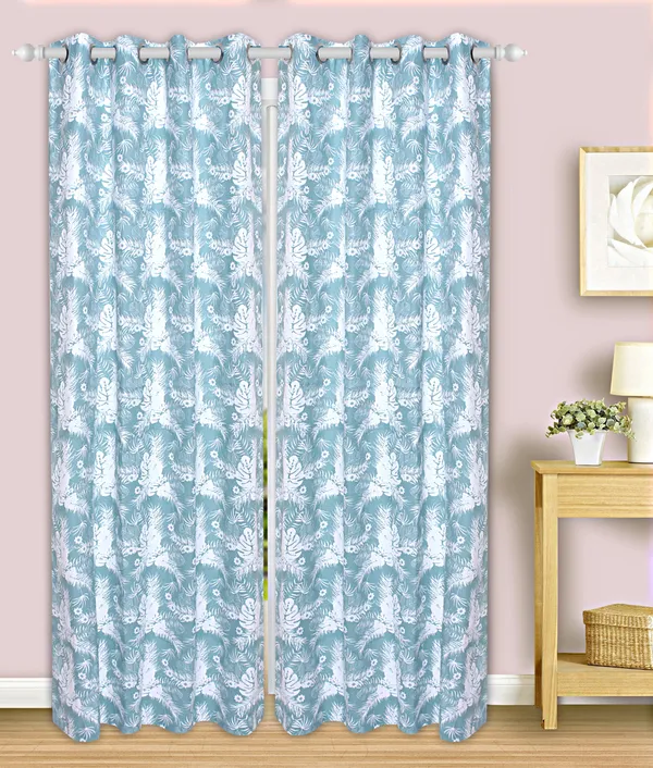 Dekor_World_2_Piece_Cotton_Aqua_Autumn_Leafs_Printed_Eyelet_Curtain_Set-110x275cm_(4x9Feet)_Long_Curtain-For_Bedroom_and_Living_Room