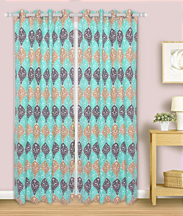 Dekor_World_2_Piece_Cotton_Green_Amrond_Twisted_Printed_Collection_Eyelet_Curtain_Set-110x275cm_(4x9Feet)_Long_Curtain-For_Bedroom_and_Living_Room