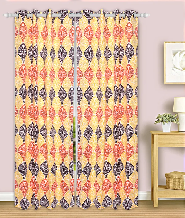Dekor_World_2_Piece_Cotton_Yellow_Orange_Amrond_Twisted_Printed_Collection_Eyelet_Curtain_Set-110x275cm_(4x9Feet)_Long_Curtain-For_Bedroom_and_Living_Room