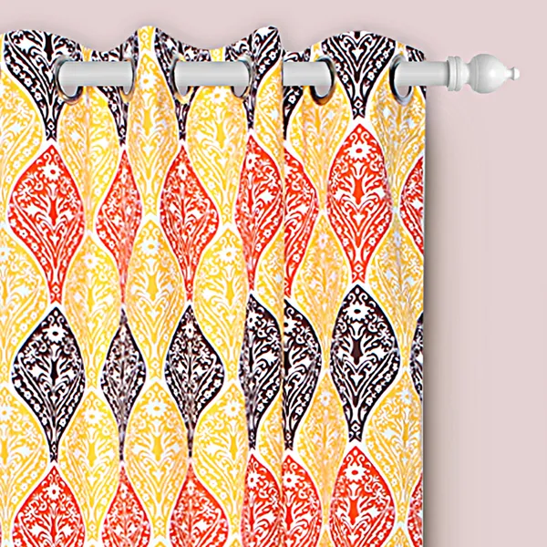 Dekor_World_2_Piece_Cotton_Yellow_Orange_Amrond_Twisted_Printed_Collection_Eyelet_Curtain_Set-110x275cm_(4x9Feet)_Long_Curtain-For_Bedroom_and_Living_Room