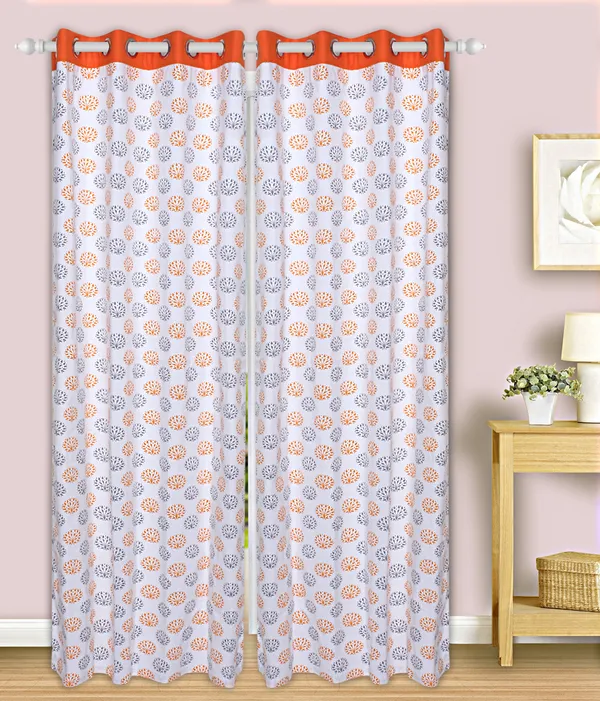 Dekor_World_2_Piece_Cotton_Orange_Grey_Sunshine_Garden_Printed_Collection_Eyelet_Curtain_Set-110x275cm_(4x9Feet)_Long_Curtain-For_Bedroom_and_Living_Room