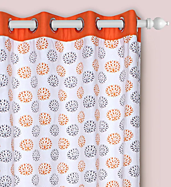 Dekor_World_2_Piece_Cotton_Orange_Grey_Sunshine_Garden_Printed_Collection_Eyelet_Curtain_Set-110x275cm_(4x9Feet)_Long_Curtain-For_Bedroom_and_Living_Room