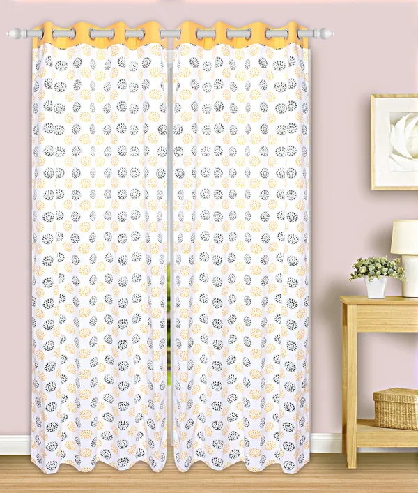 Dekor_World_2_Piece_Cotton_Yellow_Brown_Sunshine_Garden_Printed_Collection_Eyelet_Curtain_Set-110x275cm_(4x9Feet)_Long_Curtain-For_Bedroom_and_Living_Room