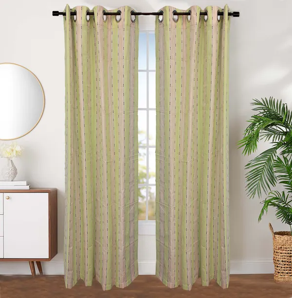 Pack_of_2_Piece_Cotton_Green_Awning_Stripe_Printed_Grommet_Collection_Curtain_Set-For_Bedroom_and_Living_Room