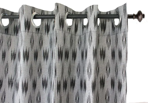 Pack_of_2_Piece_Cotton_Black_Pochampaaly_Weave_Ikat_Printed_Grommet_Collection_Curtain_Set-For_Bedroom_and_Living_Room