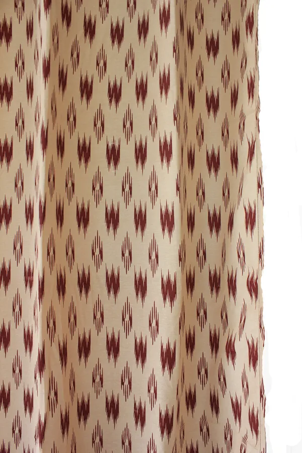 Pack_of_2_Piece_Cotton_Beige_Pochampaaly_Weave_Ikat_Printed_Grommet_Collection_Curtain_Set-For_Bedroom_and_Living_Room
