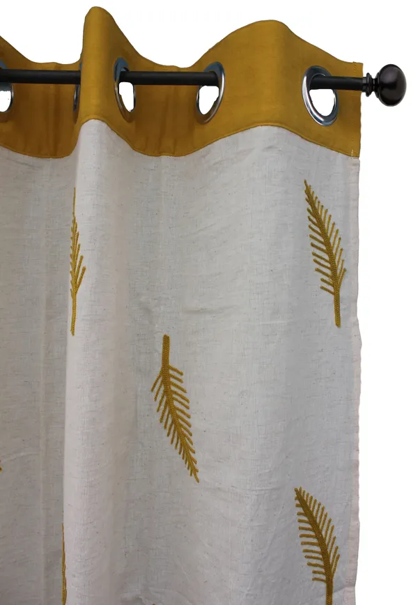 Pack_of_2_Cotton_Yellow_Adornado_leaf_embroidery_Collection_Curtain_Set_for_Window_and_Door