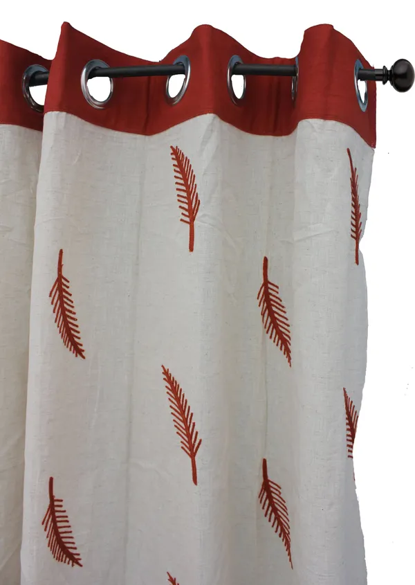 Pack_of_2_Cotton_Rust_Adornado_leaf_embroidery_Collection_Curtain_Set_for_Window_and_Door