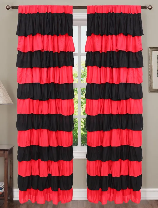 Pack_of_2_Cotton_Black_&_Red_Stylish_Ultimate_Ruffle_Rod_Curtain_Set_for_Window_and_Door