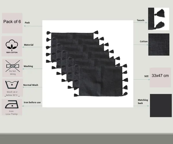 Pack_of_18_Piece_Cotton_Black_Merit_Collection_Place_Mat_With_Napkin-For_Dinning_Table,_Center_Room_and_Kitchen