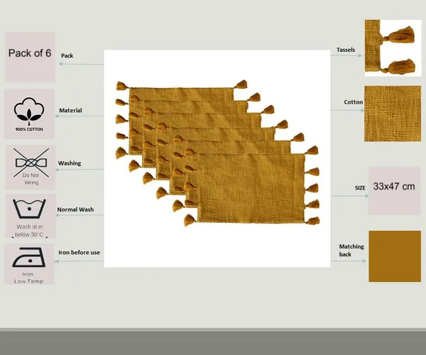 Pack_of_18_Piece_Cotton_Yellow_Merit_Collection_Place_Mat_With_Napkin-For_Dinning_Table,_Center_Room_and_Kitchen