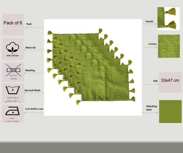 Pack_of_18_Piece_Cotton_Bright_Green_Merit_Collection_Place_Mat_With_Napkin-For_Dinning_Table,_Center_Room_and_Kitchen