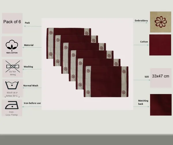 Pack_of_18_Piece_Cotton_Maroon_Vally_of_flowers_Collection_Place_Mat_With_Napkin-For_Dinning_Table,_Center_Room_and_Kitchen