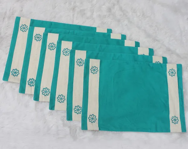 Pack_of_18_Piece_Cotton_Aqua_Vally_of_flowers_Collection_Place_Mat-For_Dinning_Table,_Center_Room_and_Kitchen