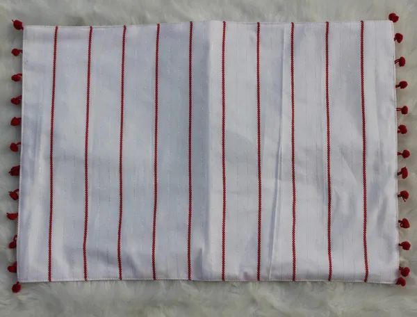 Pack_of_18_Piece_Cotton_White-Red_Pin_Stripe_Pompom_Collection_Place_Mat_With_Napkin-For_Dinning_Table,_Center_Room_and_Kitchen