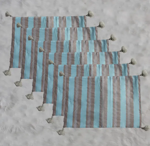 Pack_of_6_Piece_Cotton_Beige-Aqua_Wonders_Weaved_Stripe_Collection_Place_Mat-For_Dinning_Table,_Center_Room_and_Kitchen