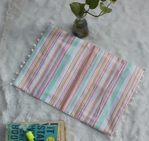 Pack_of_18_Pieces_Cotton_Candy_Stripe_Pompom_Collection_Place_Mat_With_Napkin-For_Dinning_Table,_Center_Room_and_Kitchen