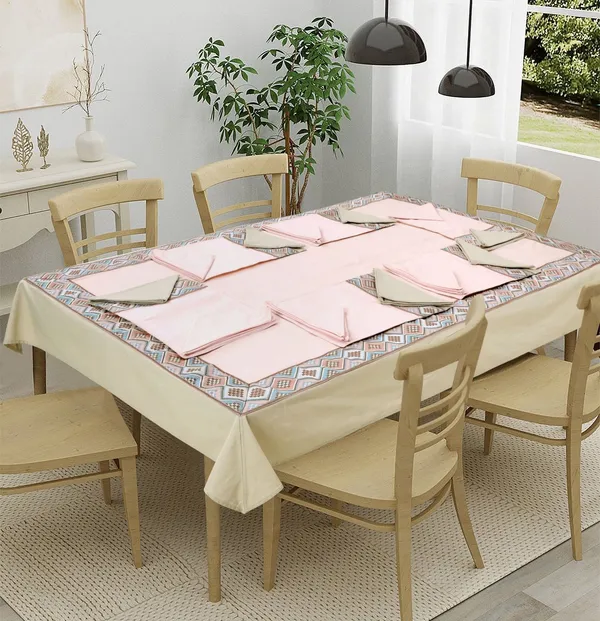 Pack_of_13,19_&_25_Cotton_Pink_Mesh_Jacquard_Collection_With_Place_Mat_&_Napkins-for_Dining_and_Center_Table