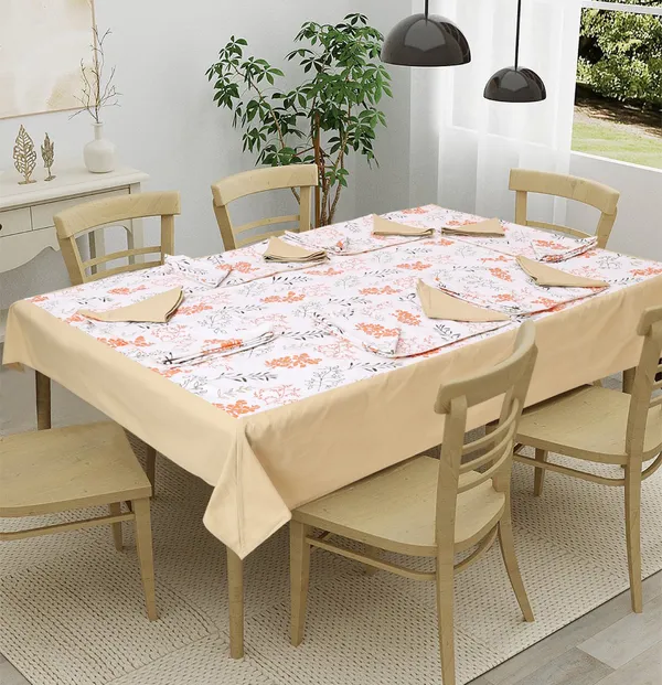 Pack_of_13,19_&_25_Cotton_Orange_Bloom_Bliss_Printed_Collection_With_Place_Mat_&_Napkins-for_Dining_and_Center_Table