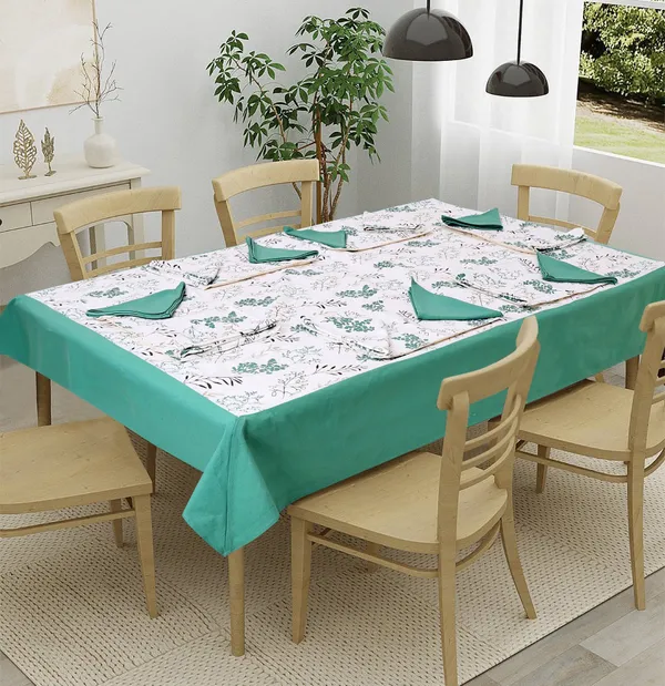 Pack_of_13,19_&_25_Cotton_Aqua_Bloom_Bliss_Printed_Collection_With_Place_Mat_&_Napkins-for_Dining_and_Center_Table