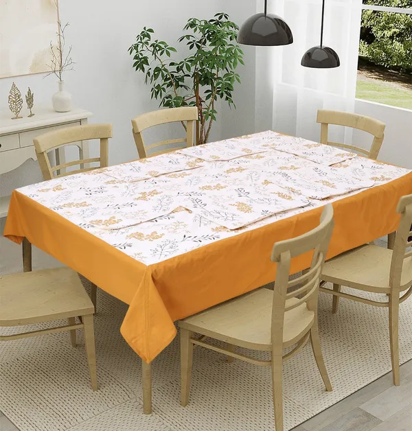 Pack_of_5,7_&_9_Cotton_Yellow_Bloom_Bliss_Printed_Collection_Table_Cover_With_Place_Mat-for_Dining_and_Center_Table