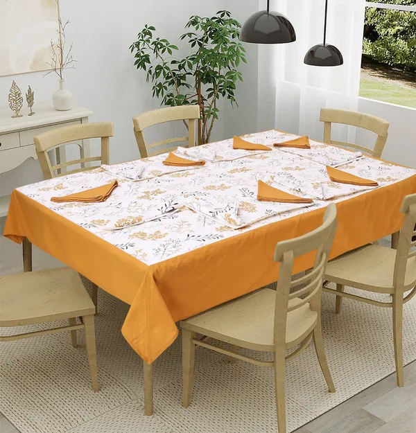 Pack_of_13,19_&_25_Cotton_Yellow_Bloom_Bliss_Printed_Collection_Collection_Table_Cover_With_Place_Mat_&_Napkins-for_Dining_and_Center_Table