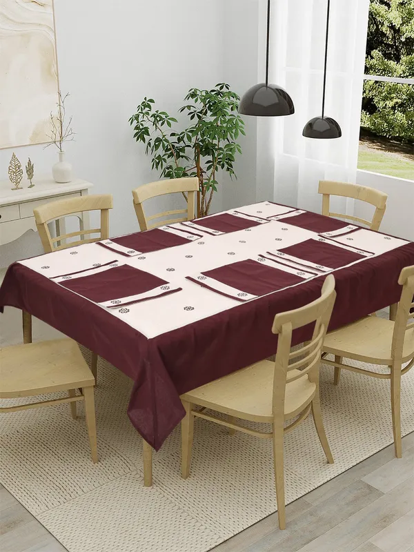 Pack_of_5,7,9_Cotton_Blue_Eric_Flora_Embroidery_Collection_Table_Cover_With_Place_Mat-for_Dining_and_Center_Table