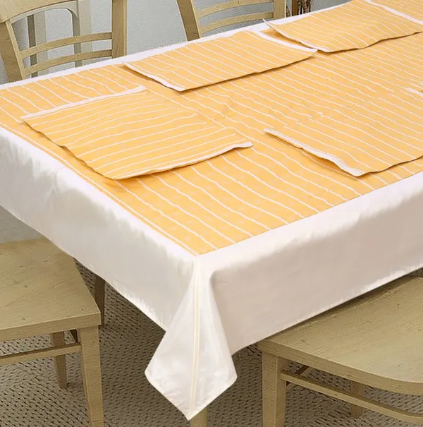 Pack_of_5,7,9_Cotton_Yellow_Check_Reflection_Collection_Table_Cover_With_Place_Mat-for_Dining_and_Center_Table