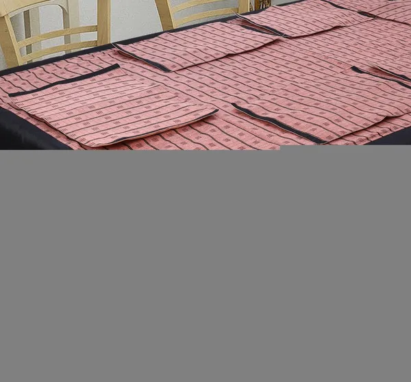 Pack_of_5,7,9_Cotton_Copper_Check_Reflection_Collection_Table_Cover_With_Place_Mat-for_Dining_and_Center_Table