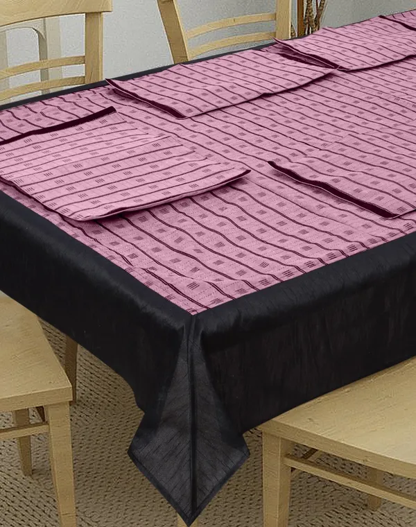 Pack_of_5,7,9_Cotton_Purple_Check_Reflection_Collection_Table_Cover_With_Place_Mat-for_Dining_and_Center_Table