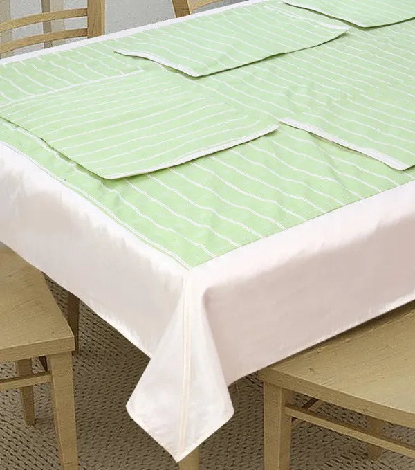 Pack_of_5,7,9_Cotton_Green_Check_Reflection_Collection_Table_Cover_With_Place_Mat-for_Dining_and_Center_Table