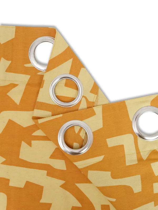 Pack_of_2_Cotton_Sunshine_Yellow_Urban_abstract_Collection_Eyelet_Curtain_Set_for_Window_and_Door