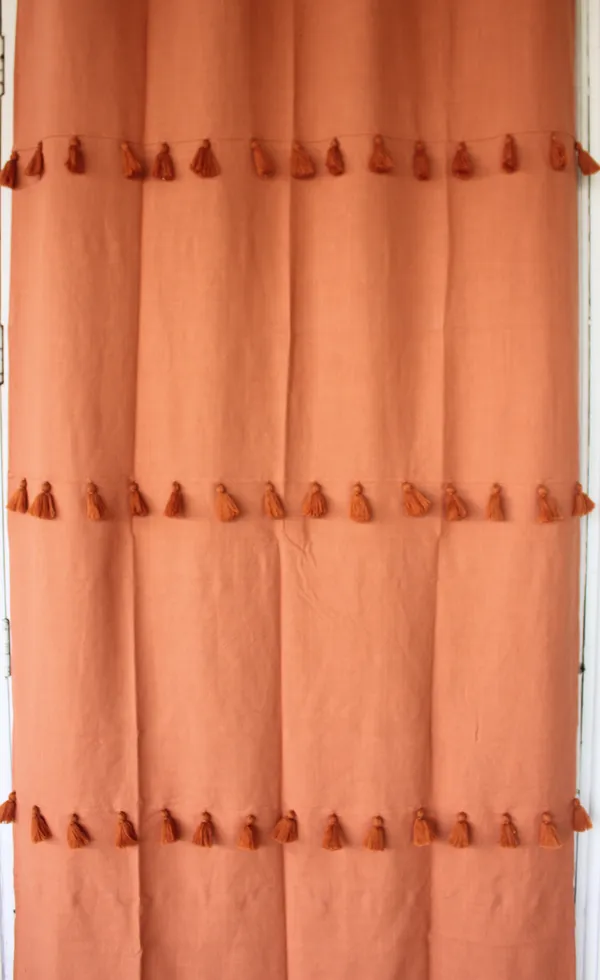 Pack_of_2_Pieces_Cotton_Rust_Merit_Tassel_Collection_Eyelet_Curtain_Set_For_Bedroom_and_Living_Room