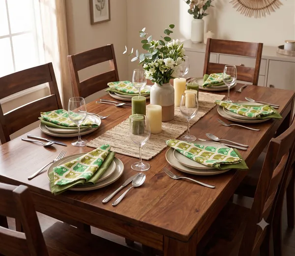 Pack_of_12_Pieces_Cotton_Green_Owl_Printed_and_Plain_Napkin_Set_for_Dining_and_Kitchen