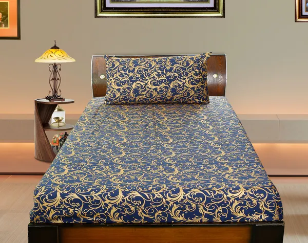 Pack_of_2_&_3_Pieces_Cotton_Blue_Gold_Floral_Printed_Bedsheet_Set_With_Pillow_Covers_for_Bedroom,_Guest_Room,_Kids_Room