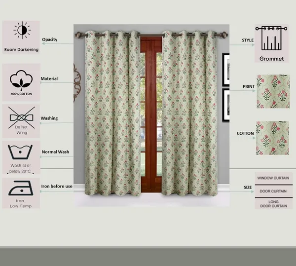 Pack_of_2_Cotton_Green_Floral_Printed_Eyelet_Curtain_Set_for_Window_and_Door